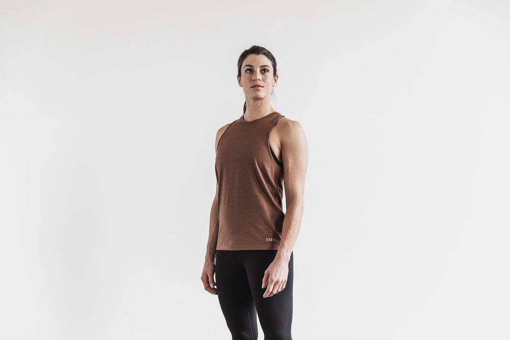 NOBULL Women's High-Neck Tank Tops - Brown - Ireland (9413YFWEJ)